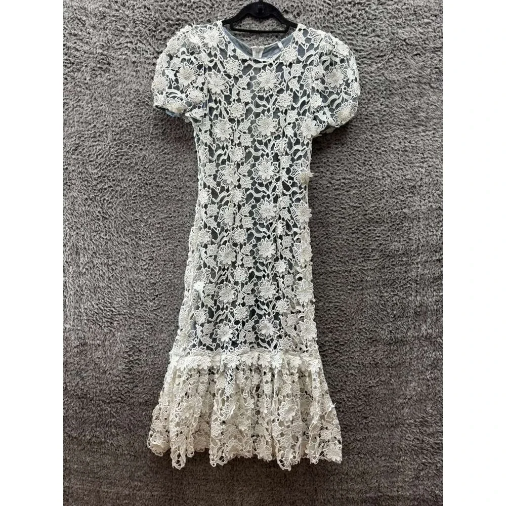 crochet lace overlay dress Elisha Crochet Detail Lace Overlay Dress Rose